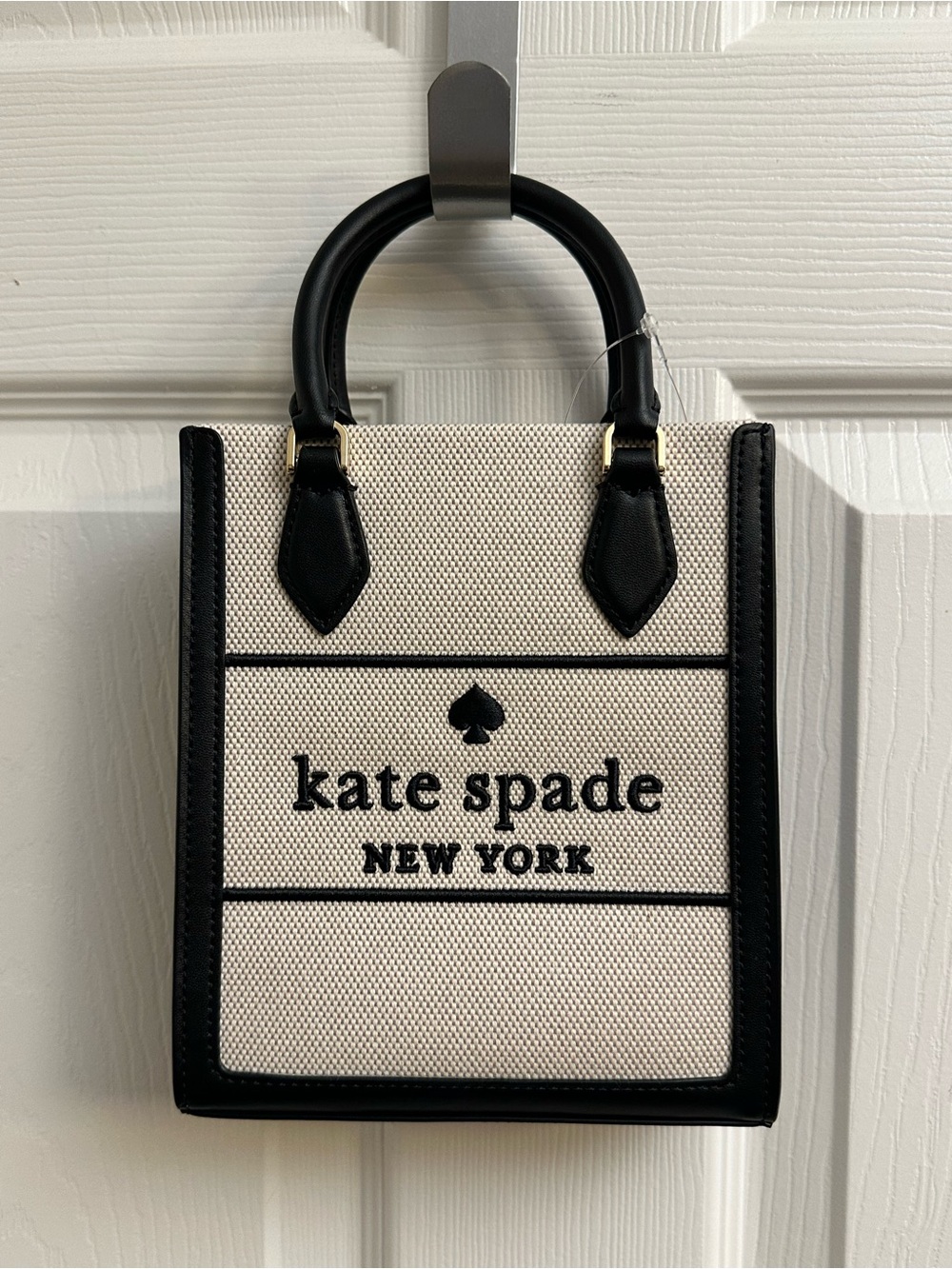 kate spade Black & Cream Structured Canvas Satchel